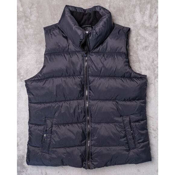 Old Navy Black Puffer Vest Full Zip Pockets Womens Size L - Picture 1 of 9